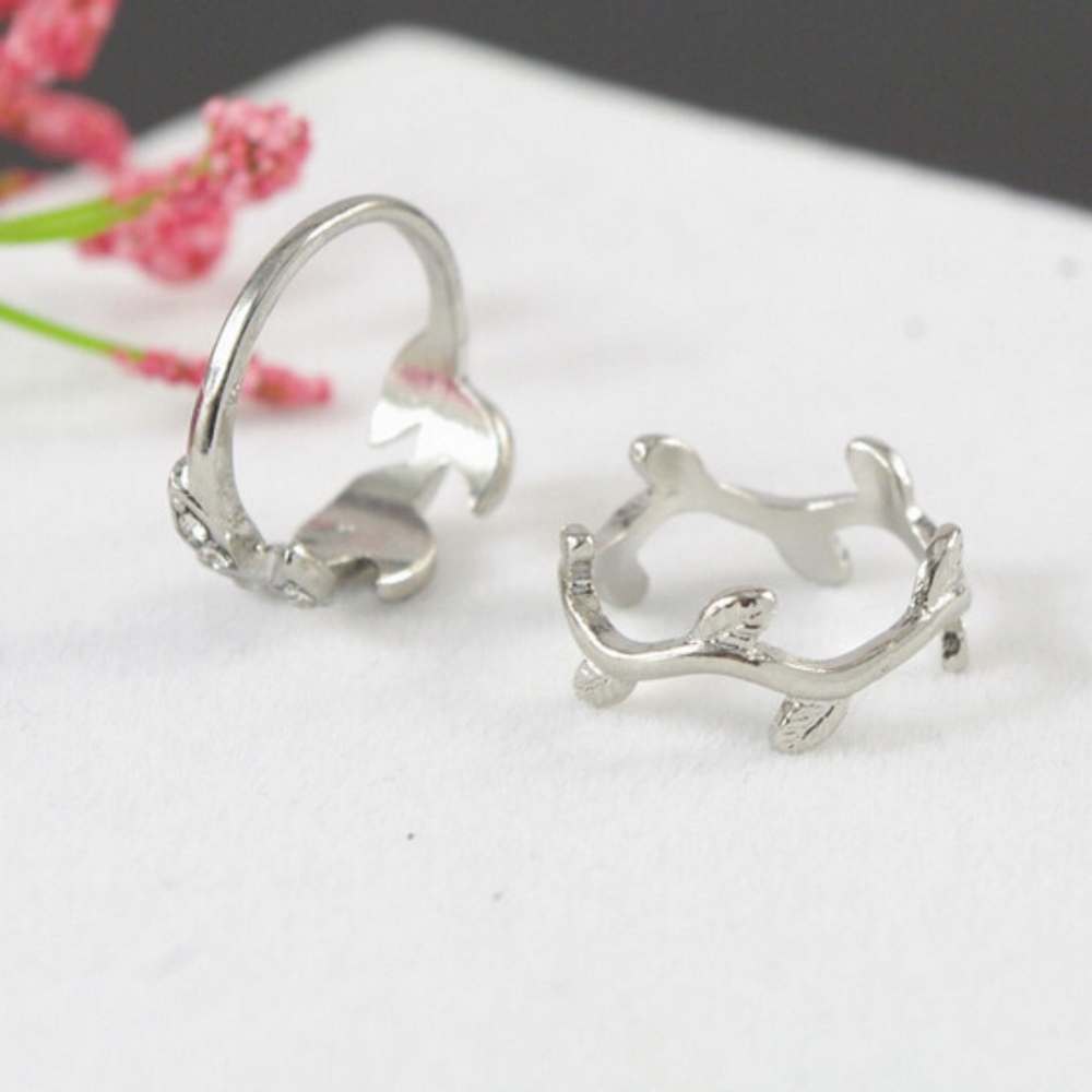 3 Piece Stackable Silver Midi Knuckle Rings - Picture 4 of 6